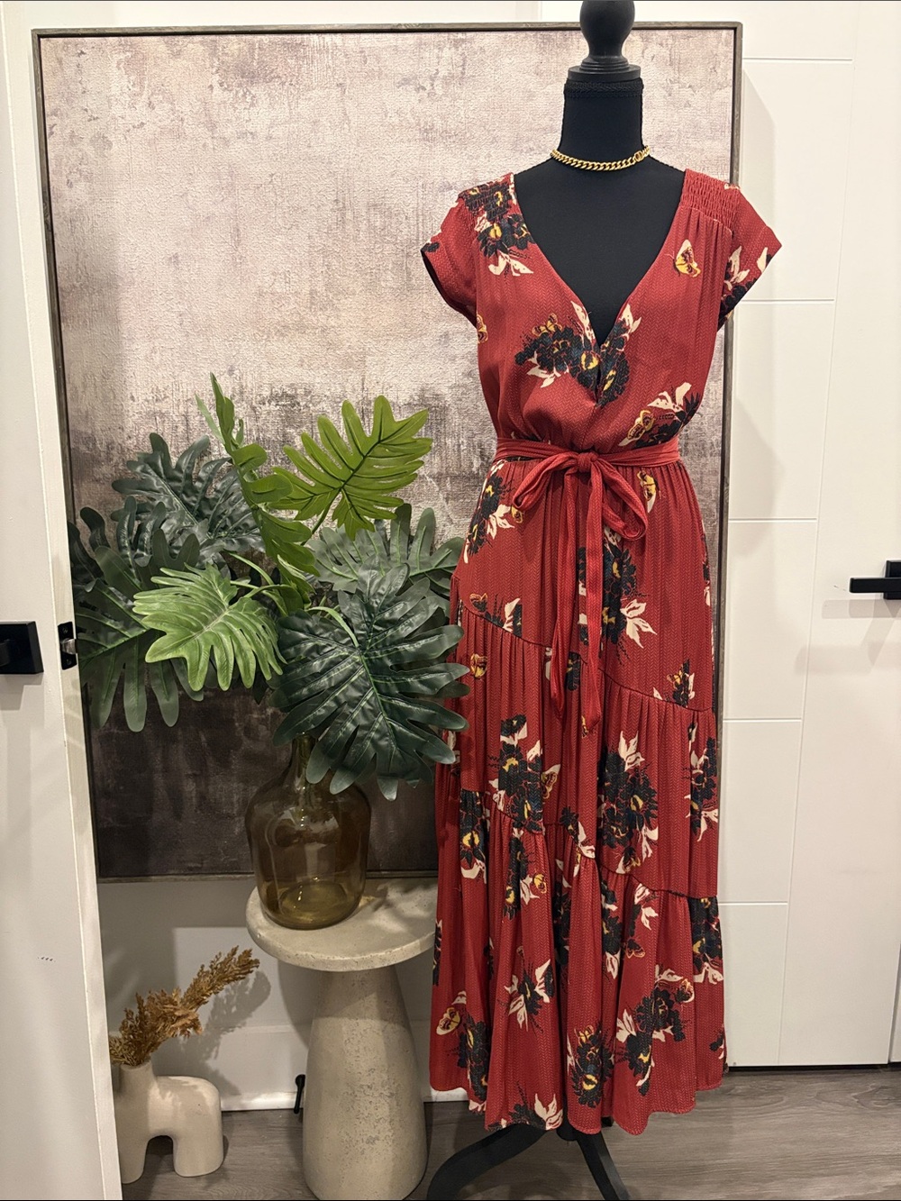 Free People All I Got Maxi Dress Retro
Floral Botanical Tiered Plunge